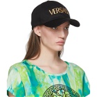 Versace Black and Gold Embroidered Logo Cap
