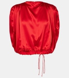 The Sei Gathered silk satin crop top