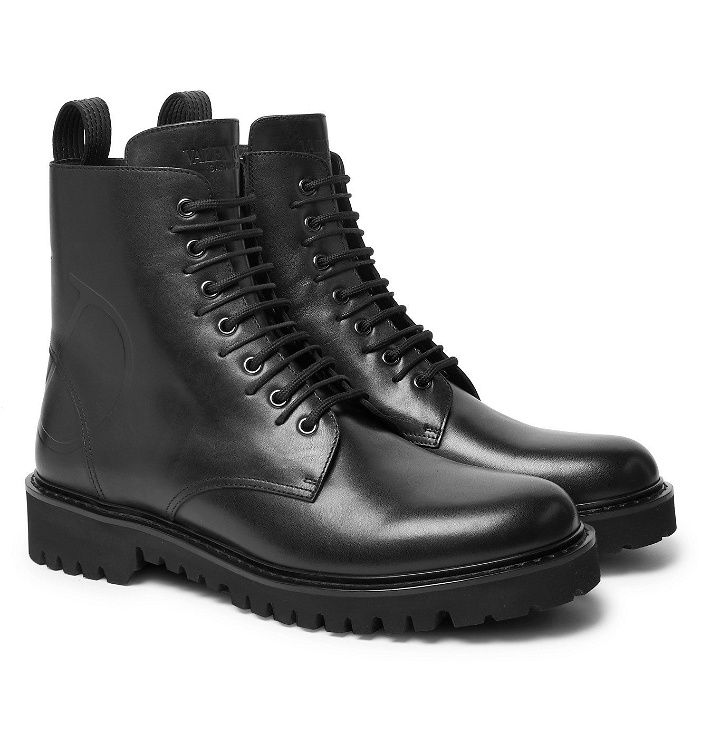 Photo: Valentino - Valentino Garavani Logo-Debossed Leather Boots - Black
