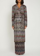 Missoni Embellished Zigzag-intarsia Trench Coat Multicoloured