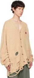 doublet Beige Zombie Silhouette Knit Cardigan