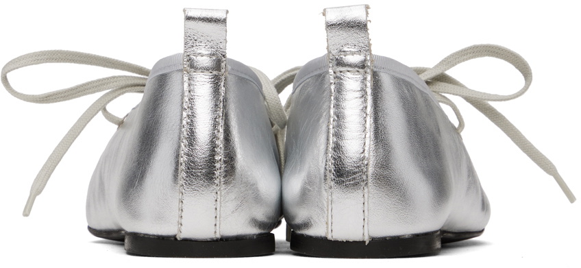 バレエシューズ Paloma Wool Women's PINA Canvas Ballerina Shoes Silver PINA-Silver lace-up leather ballerina – Paloma Wool