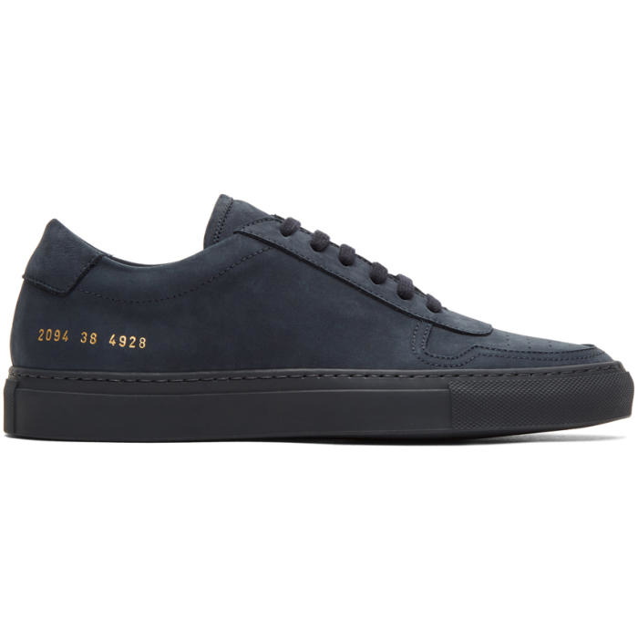 Photo: Common Projects Navy Nubuck BBall Low Sneakers