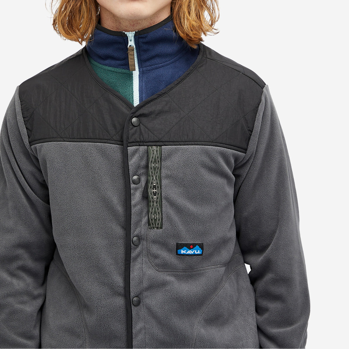 KAVU Men's Brudenell Snap Fleece Cardigan in Dark Shadow