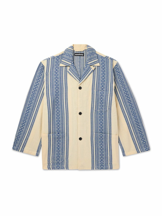 Photo: Monitaly - Convertible-Collar Cotton-Jacquard Jacket - Blue