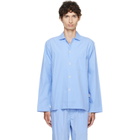 Tekla Blue Poplin Long-Sleeved Pyjama Shirt