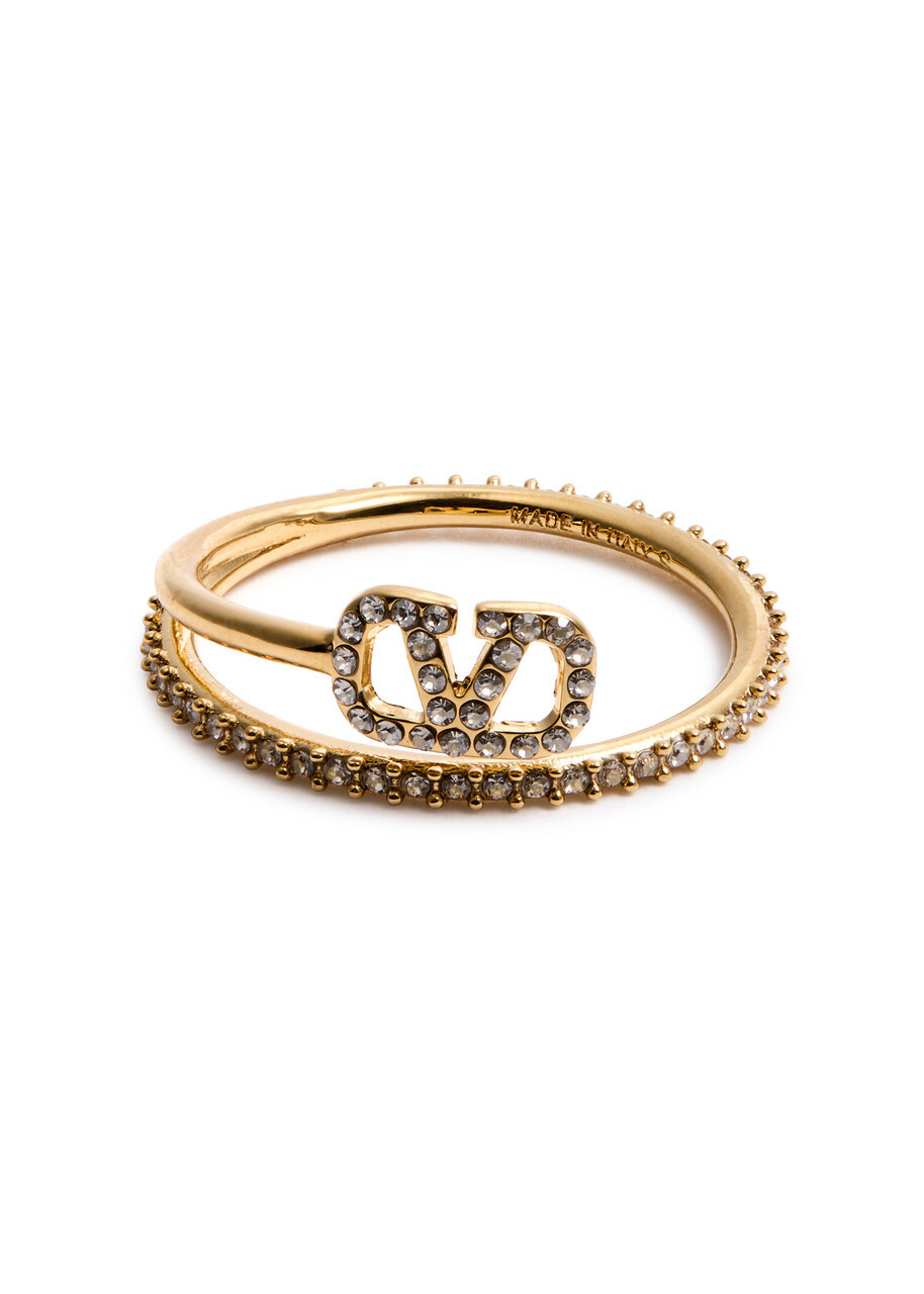 Valentino Garavani VLogo Crystal-embellished Ring Gold