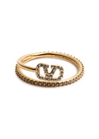 Valentino Garavani VLogo Crystal-embellished Ring Gold