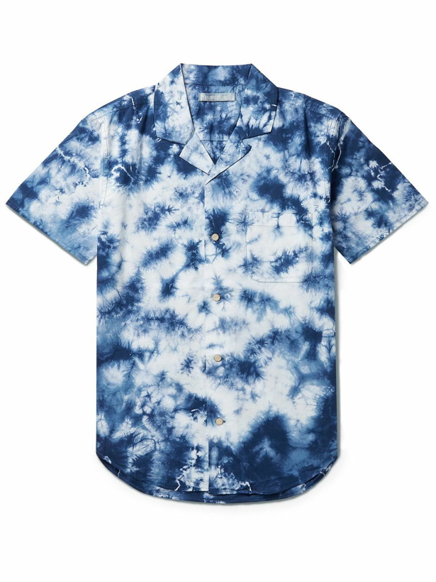 Photo: Outerknown - BBQ Convertible-Collar Tie-Dyed Organic Cotton-Voile Shirt - Blue