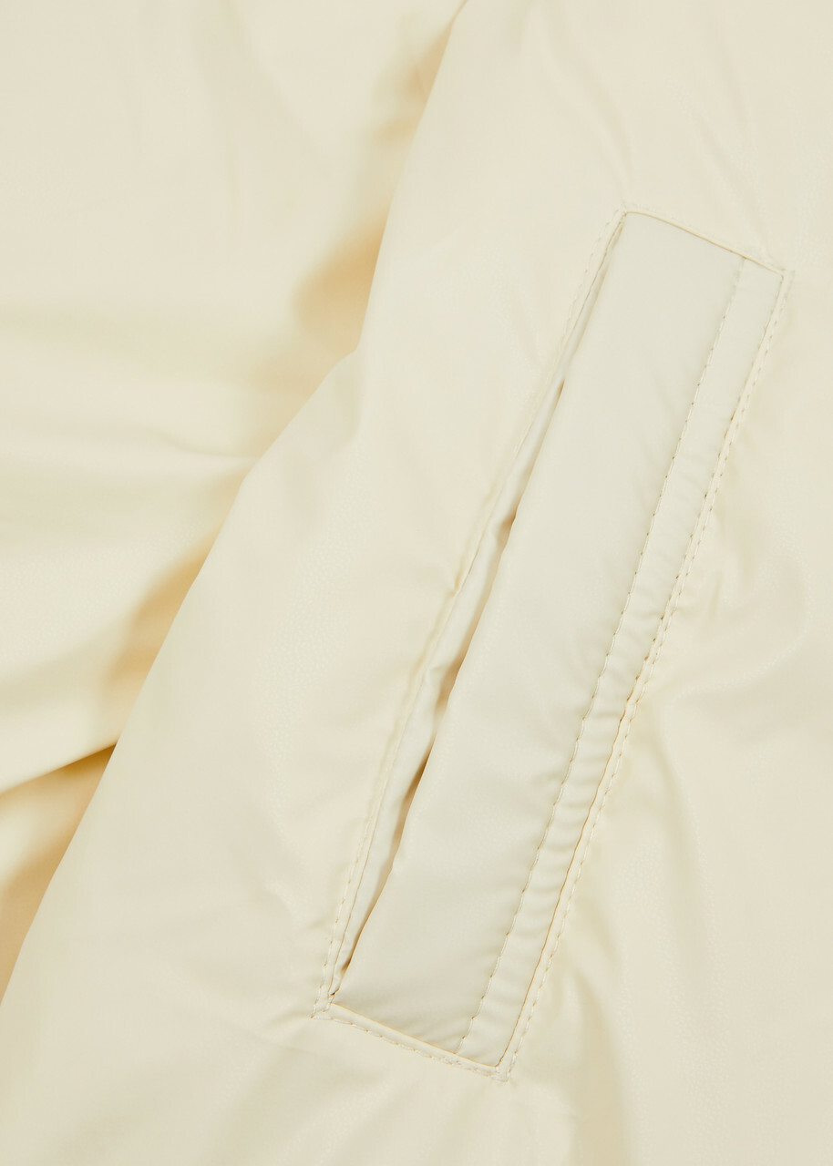 Meotine Sol Faux Leather Bomber Jacket Cream