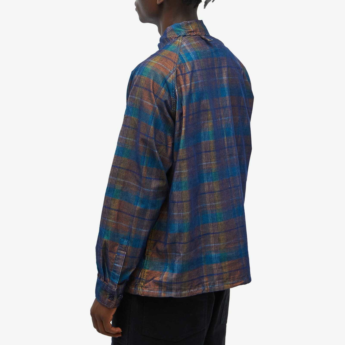 Eastlogue Men's Scout Cord Half Zip Shirt in Blue Check