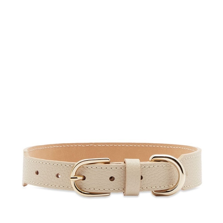 Photo: Sporty & Rich Grained Leather Dog Collar in Cream