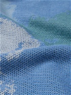 MCQ - Breathe Camp-Collar Intarsia-Knit Cotton-Blend Shirt - Blue