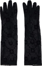 Marine Serre Black Moonogram Mesh Flock Short Gloves