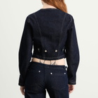 Peachy Den Women's Goldie Collarless Denim Jacket in Indigo Rinse