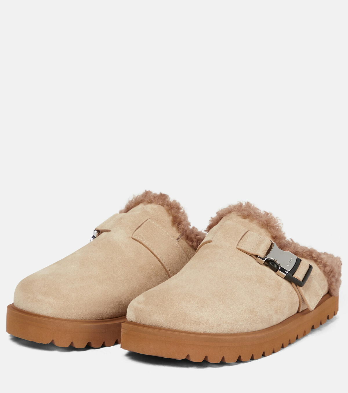 Moncler - Mon suede and faux shearling slippers Moncler