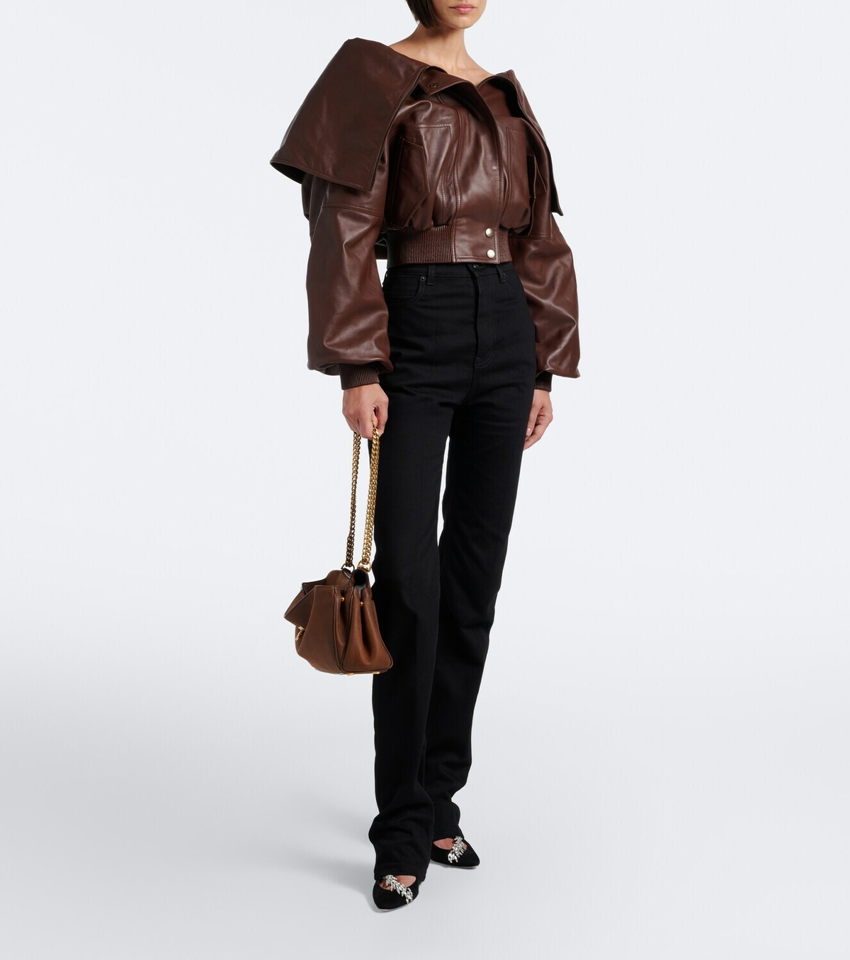 Balenciaga Cropped leather blouson jacket