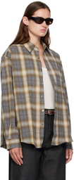 COOR Brown Ombre Flannel One Pocket Checkered Shirt