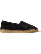 SAINT LAURENT - Leather-Trimmed Suede Espadrilles - Black