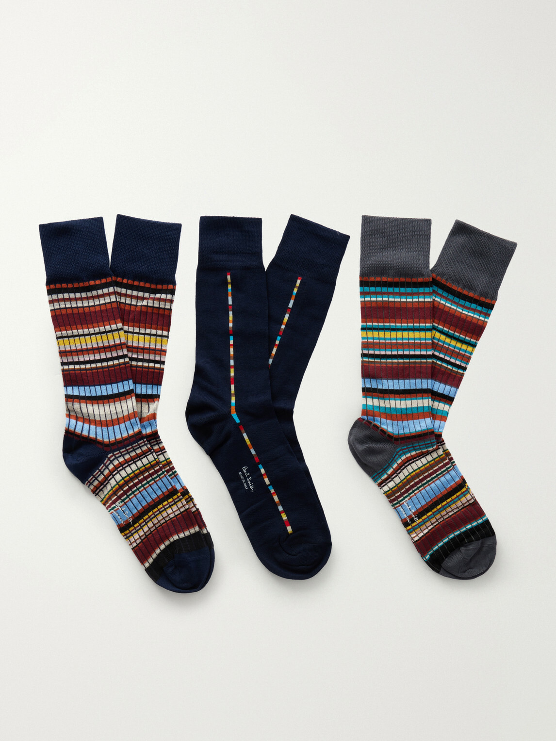 Paul Smith - Pack of Three Striped Cotton-Blend Socks
