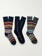 Paul Smith - Pack of Three Striped Cotton-Blend Socks
