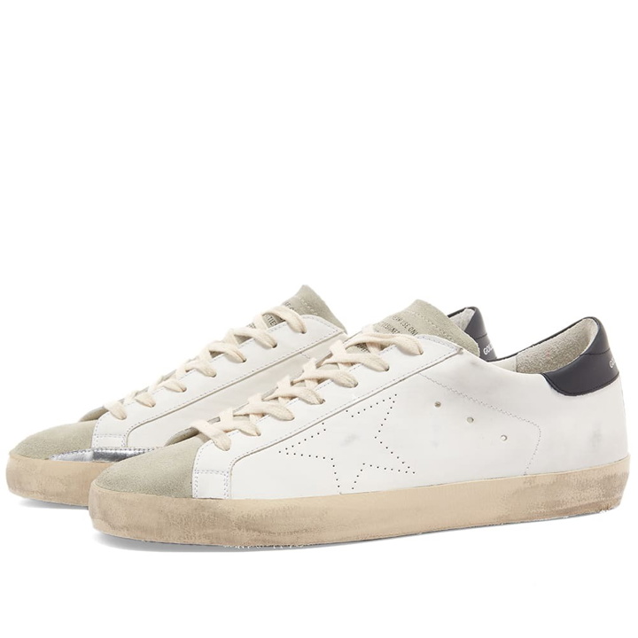 Photo: Golden Goose Men's Super-Star Leather Suede Toe Sneakers in White/Ice/Black