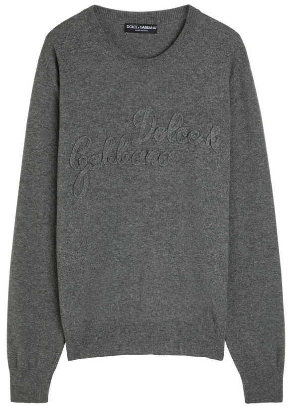 Photo: Dolce & Gabbana Logo-appliquéd Wool Sweatshirt Anthracite