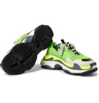 Balenciaga - Triple S Mesh, Nubuck And Leather Sneakers - Men - Green