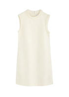 Self-portrait Pearl and Sequin-embellished Tweed Mini Dress Cream