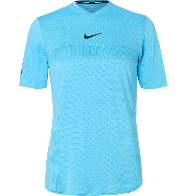 Photo: Nike Tennis - NikeCourt Rafa AeroReact Tennis T-Shirt - Blue
