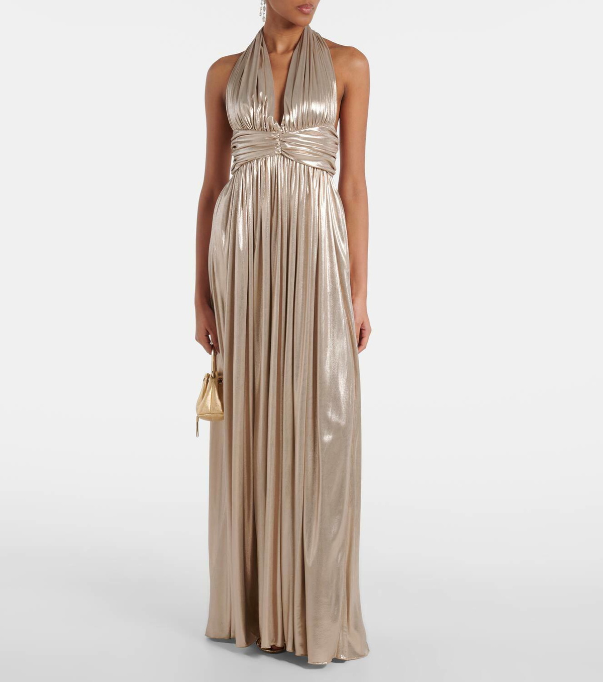 Giambattista Valli Halterneck open-back lamé jersey gown