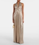 Giambattista Valli Halterneck open-back lamé jersey gown