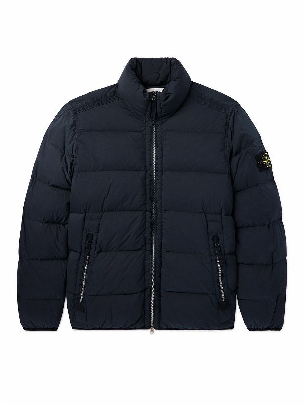 Photo: Stone Island - Logo-Appliquéd Quilted Padded Shell Down Jacket - Blue