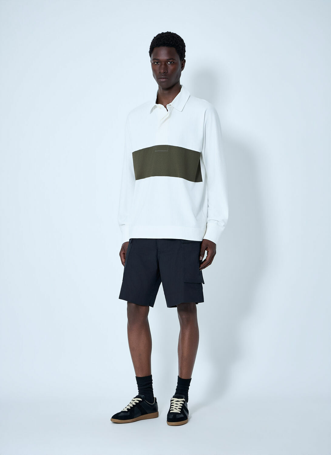 Margaret Howell Panelled Long Sleeve Polo Shirt