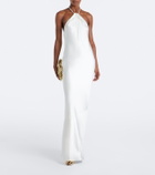 Retrofête Anat beaded halterneck satin maxi dress