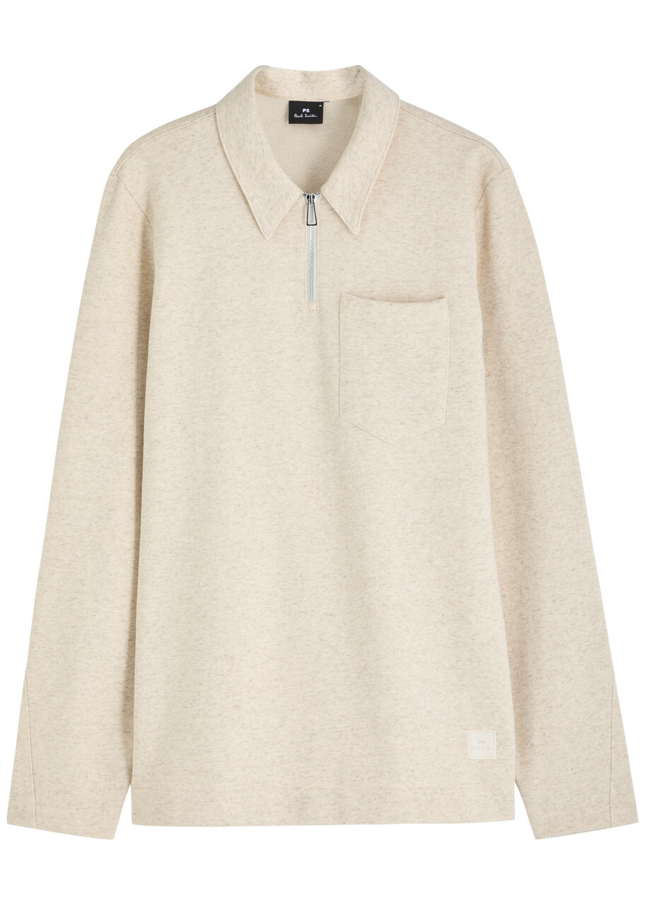 PS Paul Smith Half-zip Cotton-blend Sweatshirt Beige