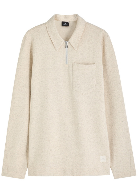 Photo: PS Paul Smith Half-zip Cotton-blend Sweatshirt Beige