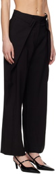 Rokh Black Pleated Wide Trousers
