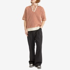AMIRI Men's Checkered Oversized Woven Polo in Burnt Orange