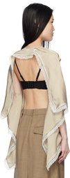 Pushbutton Beige Bra Point Square Blouse
