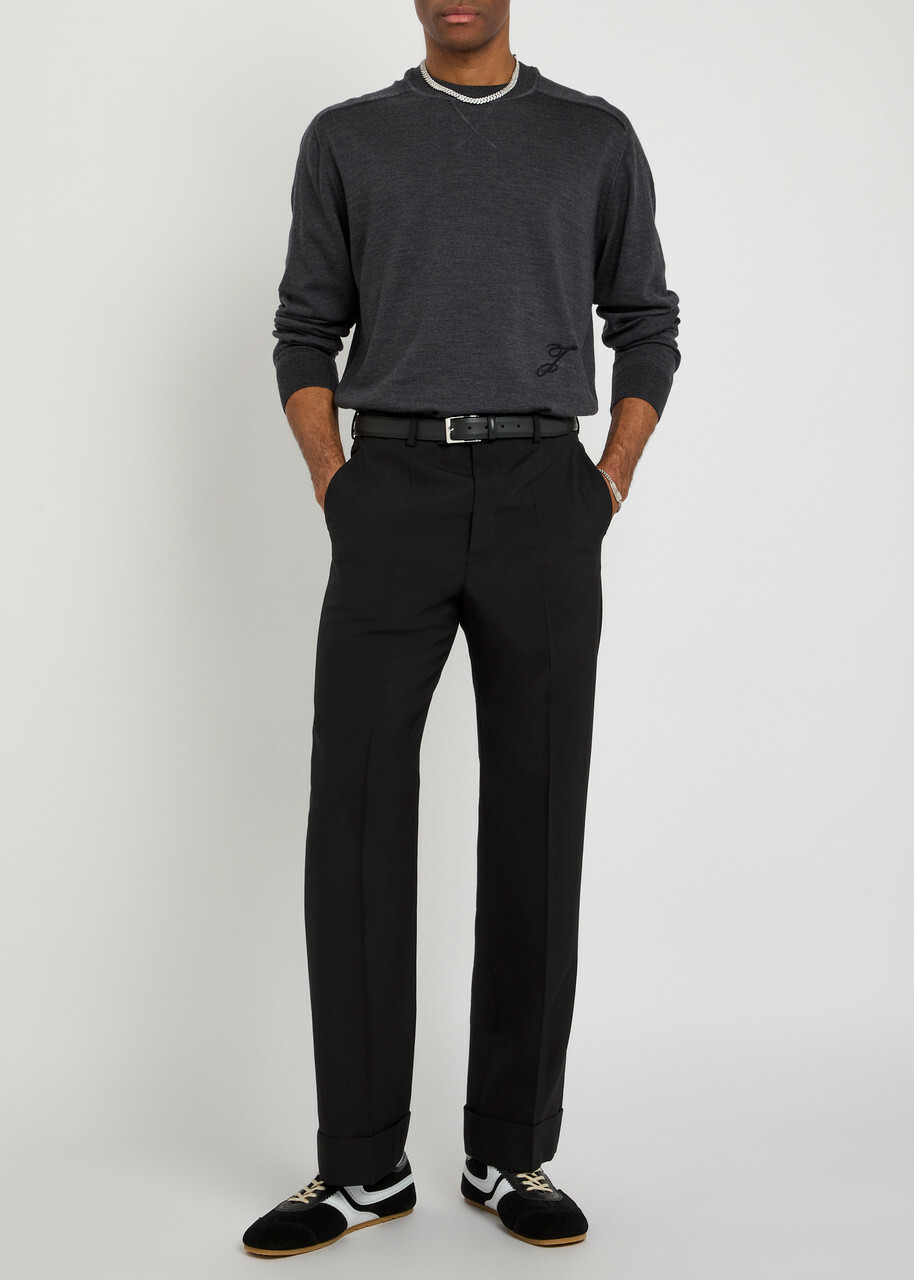 Jacquemus Le Sweater Merino Wool-blend Jumper Dark Grey