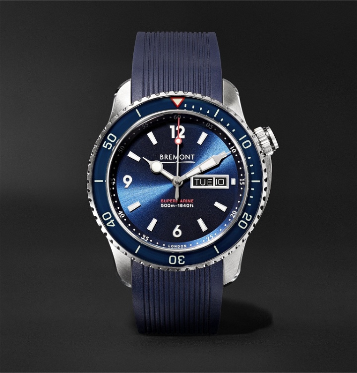 Photo: Bremont - Supermarine S500 Automatic 43mm Stainless Steel and Rubber Watch, Ref. No. S500/BL - Blue