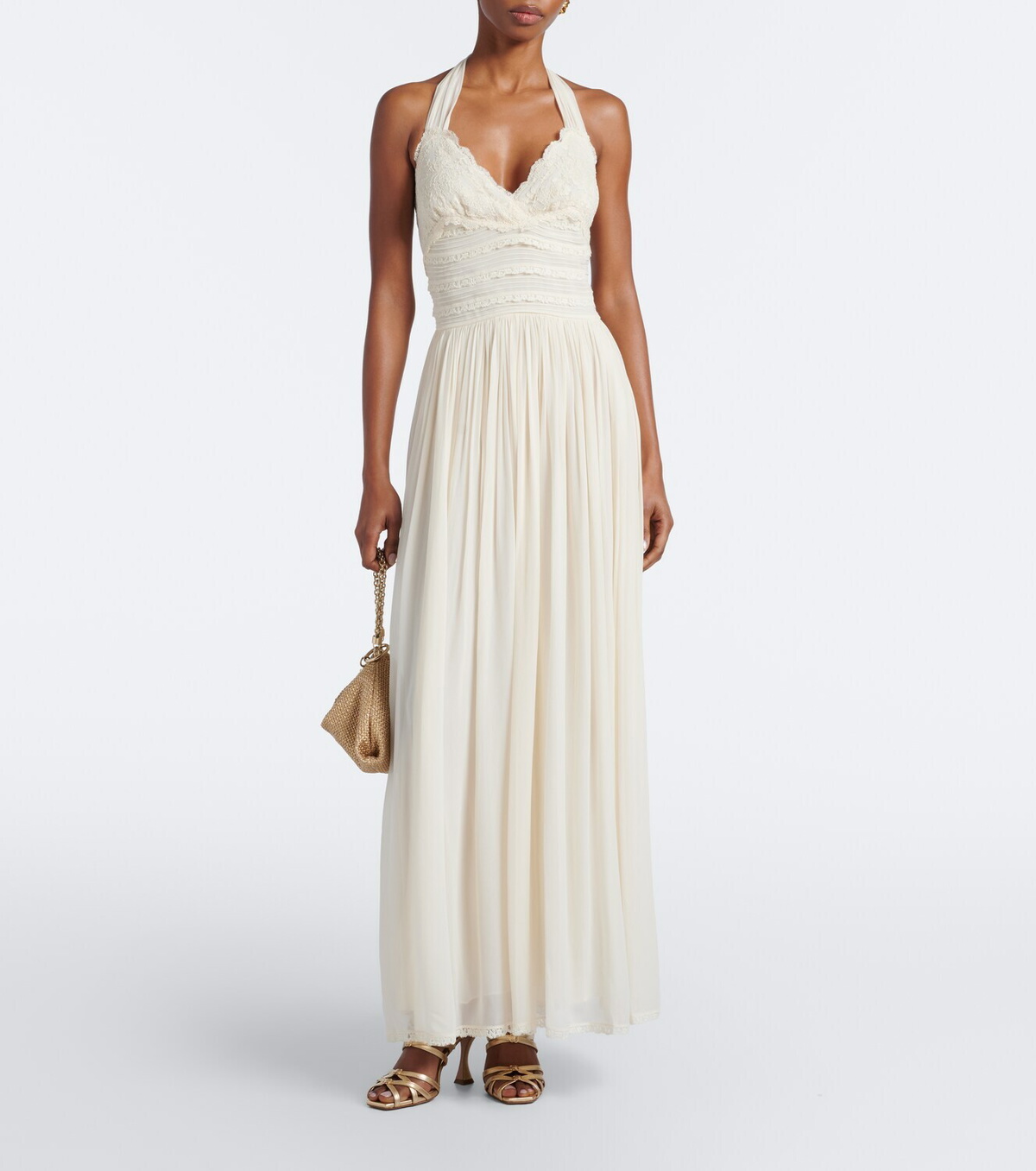 Zimmermann Fairlight lace-trimmed halterneck maxi dress