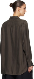 ssstein Brown Cupro Twill Oversized LS Shirt