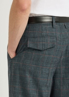 Jil Sander Checked Straight-leg Wool and Linen-blend Trousers Black