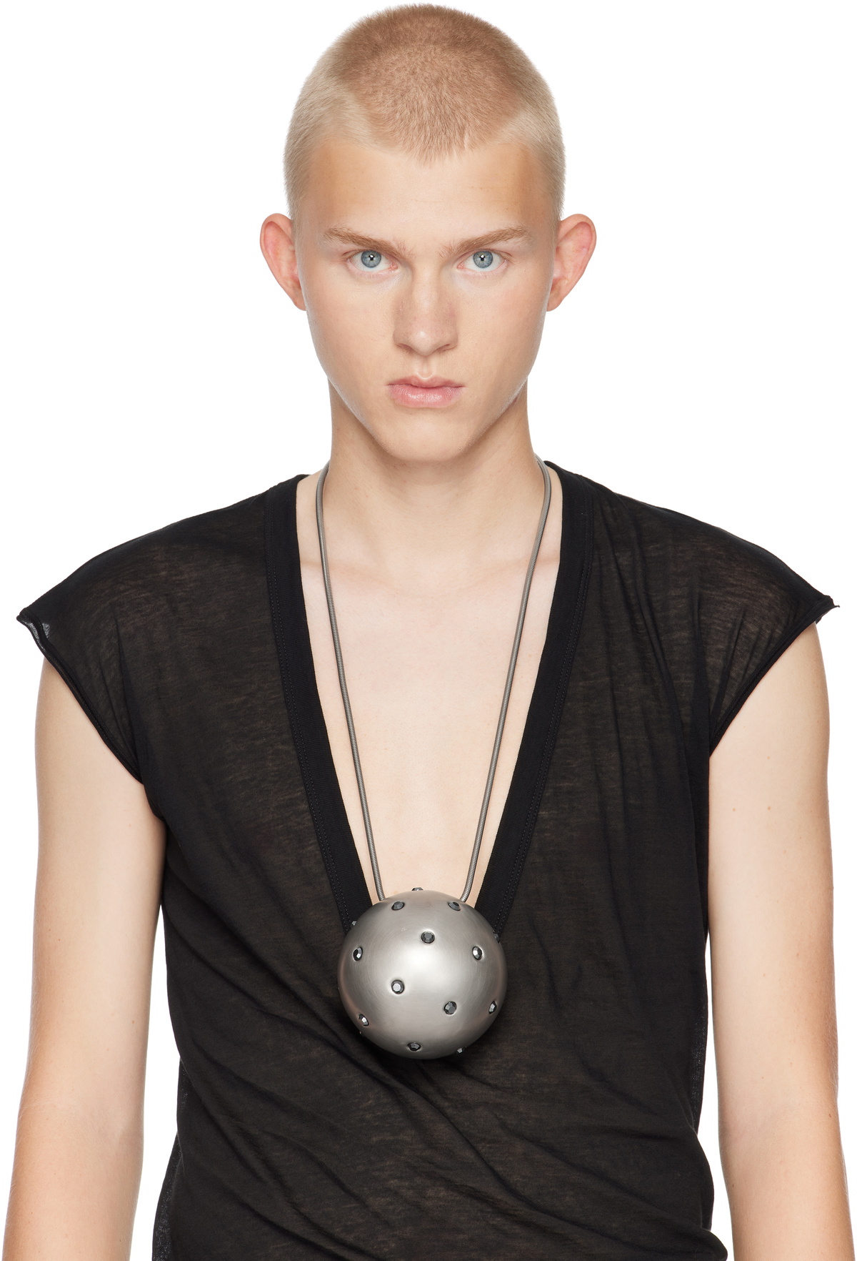 残りわずか【Rick Owens】Porterville Orb ペンダントネックレス Rick Owens Silver Porterville Jumbo Orb Pendant Necklace