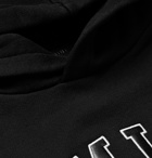 AMIRI - Oversized Logo-Appliquéd Leather-Trimmed Loopback Cotton-Jersey Hoodie - Black