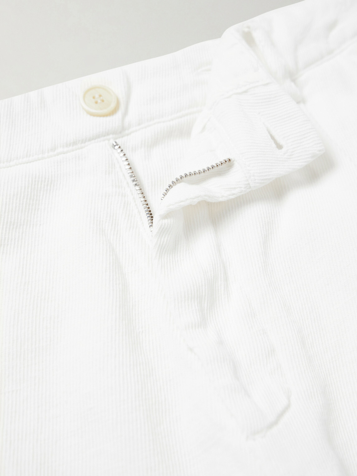 Barena - Cropped Tapered Cotton And Linen-Blend Corduroy Trousers - White