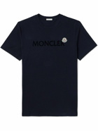 Moncler - Slim-Fit Logo-Flocked Cotton-Jersey T-Shirt - Blue