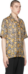 Burberry Yellow Silk Logo & Vintage Check Short Sleeve Shirt
